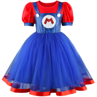Super Bros Stage performance Dress Girls New movie style carnival Top+Dress for 3-8year Girl Halloween Birthday Party outfit