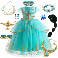 Jasmine Costume Arabian Princess Dress Aladdin Cosplay Kids Clothes Girls Carnival Birthday Christmas Party Fancy Outfits 2-8T