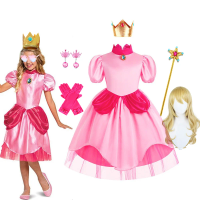 Peach Costume Kids Birthday Princess Dress For Girl Halloween Cosplay Children Girls Party Dresses