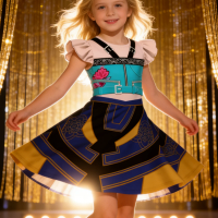 Popular Movie Hallyu Girl Group Black And White Girl Dress With Sequin Print, Party Role-Playing Costume