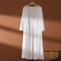 Women's plus Size 6XL Summer Chiffon Kimono Long Cardigan Loose Slim Open Front Casual Sunscreen Thin Korean Fashion Top