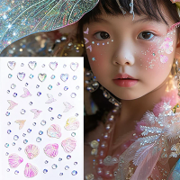 Crystal Rhinestone Butterfly Glitter Stickers Shining Aurora Pearl Shell for Children Stage Makeup Face Decoration