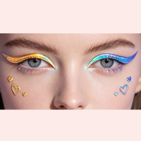 Eye Makeup Stickers 10 Pieces Waterproof Eye Decals Adhesive Face Stickers for Women Girls Ladies Wives Artists Home Salon Party