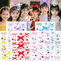 Face Stickers Pink Bow Rhinestone Diamond Shiny Waterproof Self Adhesive for Concert Fan Support Makeup