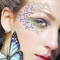 New Arrival Half Face Eye Diamond Stickers Self Adhesive Waterproof Rhinestones for Masquerade Party Rave Festival Makeup