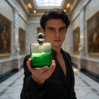 Festive Vetiver Musk Eau De Parfum, 1.7oz Green Glass Bottle, Holiday Events Wear, Sophisticated Ambergris-Musk Aroma