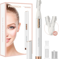 Electric Eyebrow Trimmer for Women, Painless Facial Hair Remover with Comb & Replaceable Blades, Battery Powered Portable Shaver