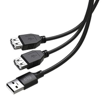 Cabo Extensor ELG USB 2.0 e com 1 Porta Macho e 2 Fêmeas, 1.5m, Preto - USBY2