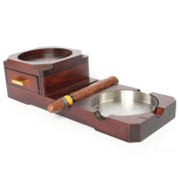 Modern Design Solid Wood Cigar Ashtray with Drawer Whiskey and Cigar Tray Wooden Wine Glass Rack with Drawer and Ashtray