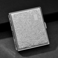 20-Cigarette （Freeform）Silver Stainless Steel Portable Metal Cigarette Case Flip Open Storage Box Travel Outdoor Smoking (