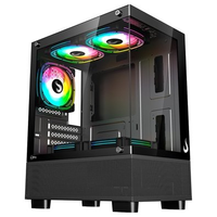 Gabinete Gamer Rise Mode Crystal Glass 02, Mid Tower, Lateral e Frontal em vidro, Preto - RM-CA-CY-02-FB