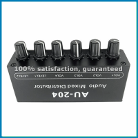 AU-204 Stereo Audio Signal Mixer Board Headphone Driver Power Amplifiers Mixer Distributor 3.5MM-ROWI