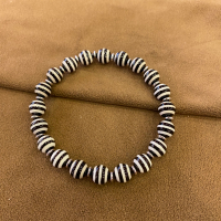 Black & White Striped Agate Bracelet, Tibetan Style