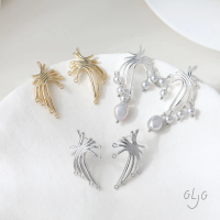 4PCS Dainty Irregular Line Design Ear Studs Earrings for Jewelry Findings Making DIY Brass 14k Gold Plated 36*19mm Accessories
