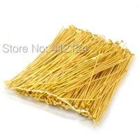 2000Pcs Gold Plated Handmade Alloy Flat Head Pins Charms 60x0.8mm