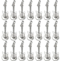 1 Box 50Pcs Vintage Guitar Charms Musical Instruments Charms Bulk Small Antique Silver Music Instrument Charm making kit