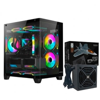 Gabinete Gamer Hyrax HGB750, Frontal Curvo, Mini Tower + Fonte MACH1 Steady, 650W