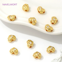 6.7mm*8.5mm Beads Separators 18K Gold Plated Brass Heart Spacer Beads For Jewelry Accessories DIY Bracelets Making Supplies