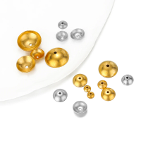 50-100pcs Stainless Steel Round Bead Caps Pearl Spacer Beads for DIY Jewelry Necklace Making Earrings Bracelet Accessories Bulk