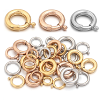 2pcs Stainless Steel Spring Clasps Round Ring Clasp Hooks Buckle Connectors For DIY Jewelry Making Bracelet Necklace Accessories