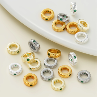 14/18K Gold Color Copper Spacer Beads, Beads For Jewelry Making Lnlaid Zzircon Spacer Beads DIY Necklace/Bracelets Accessorie