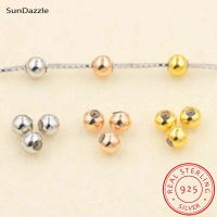 4pcs Silicone filled Bead Real Pure Solid 925 Sterling Silver Spacer Stopper Beads Necklace Bracelet DIY Jewelry Making Findings
