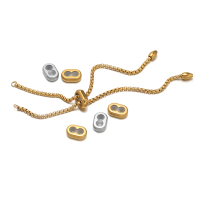 5Pcs PVD Gold Stainless Steel Stopper Spacer Beads Double Hole Non-slip Silicone Bead for DIY Handmade Jewelry Bracelet Making