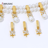 18K Gold Plated Brass Rectangle Pendant Bails,Inlaid Zircon Pearl Pendant Mounting End Caps Peg Bails,DIY Jewelry accessories