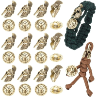 20Pcs Antique Paracord Beads Buttons Style Spartan Helmet Alloy Parachute Rope European Beads with Alloy