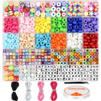 Dowsabel Bracelet Making Kit, Beads for Bracelets Making Pony Beads Polymer Clay Beads Letter Beads for Jewelry Making