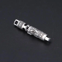 100% 925 Silver Bracelet Fasteners Jewelry Hook Sterling Tibetan OM Mani Padme Hum Beaded Hook Pure Silver Jewelry Clasp Hook