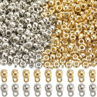 400Pcs Bail Beads Charms Bails Beads Silver Gold Plastic Tube Bail with loop Rondelle Spacer Bead Alloy Connector for making kit
