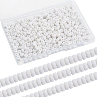 1 Box 350PCS 6mm White Polymer Clay Beads Bulk Small Heishi Beads Mini Refill Round Flat Disc Vinyl Spacer Loose making kit