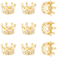 10 Pcs Cubic Zirconia Pave King Crown Beads 11x7mm Golden Color Bracelet Spacer Charm Beads Large Hole Loose Beads making kit