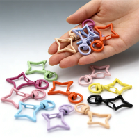 5pcs 38x26mm Colorful Star Rhombus Shape Keychain Spring Clasps For Making Key Ring Hooks Handcraft DIY Jewelry Accessories