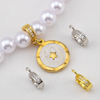 18K Gold Plated Zircon Bail Pendant Holder for Needlework Jewelry Making Clasps Connectors Necklace Charms Bails DIY Accessories