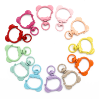 5 Pieces Bear Shaped Keychain Clips Lobster Clasps Metal Spring Hooks with Swivel Rings DIY Backpack Charms Key Ring Accessories