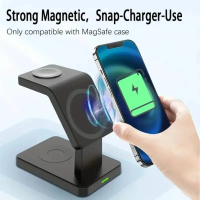 Magnetic Wireless 3 In 1 Charger Stand Fast Charging Station Dock for Magsafe iPhone 17 16 15 14 Pro Max Apple Watch 1-8 AirPods