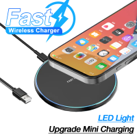 Desktop Mini Wireless Charger Pad LED Light For iPhone 17 16 15 14 13 12 Samsung S25 S24 Xiaomi AirPos Pro Fast Charger Station