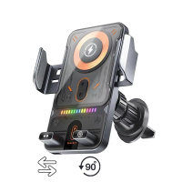 Universal Car Wireless Charger Mount Auto-Sensing Electric Telescopic 360° Rotating Ambient Light for iPhone 17 16 Samsung Cars