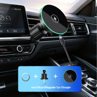 Magnetic Car Wireless Charger LED For iPhone12 13 14 15 16 17 Pro Max Magsafe Car Phone Holder Stand Mount Fast Charging Station