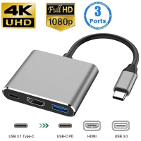 Type-C 3-in-1 Multiport Adapter for Switch/Phone/Computer | HDMI/USB/Hub Converter | Ultra-Slim Design