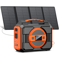 300W Portable Solar Generator with 40W Panels, 220Wh Power Bank, AC Outlet and 10 DC Ports for Home and Outdoor Use