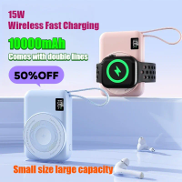 22.5W 10000mAh Wireless Charging Power Bank for Watches Super Fast Charging Portable Charger with Built-in Cable