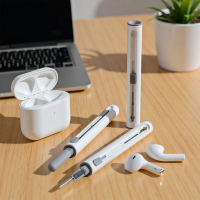 Deluxe Cleaning Pen Case - Soft Brush & Earbud Tools, Safe to Clean Android iPhone & All Electronic Accessories