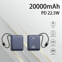 20000mAh Mini Power Bank 22.5W Fast Charging Portable Emergency Mobile Power Supply For Travel Outdoor Daily Commute