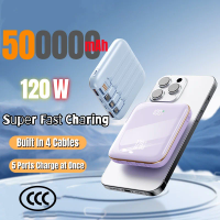 50000mAh Power Bank 120W Super Fast Charging Power Bank 4 in 1 Built-in Cables Compatible with iPhone Samsung 2026New