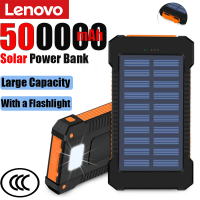 Lenovo 500000mAh Solar Power Bank Super Fast Charging Large Capacity Portable External Battery for iPhone Outdoor Emergency
