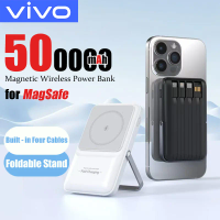 VIVO Wireless Magnetic 500000mAh Power Bank Built-in 4 Wire Portable External Battery With Stand Power Bank For iPhone Samsung