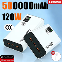 Lenovo 2026 Large Capacity 500000mAh Powerbank 120W Fast Charging LEDPower Bank Portable Battery Charger Supply For Iphone Samsu
